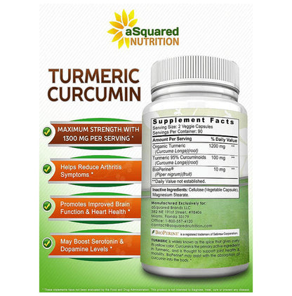 Asquared Nutrition Turmeric Curcumin Capsule