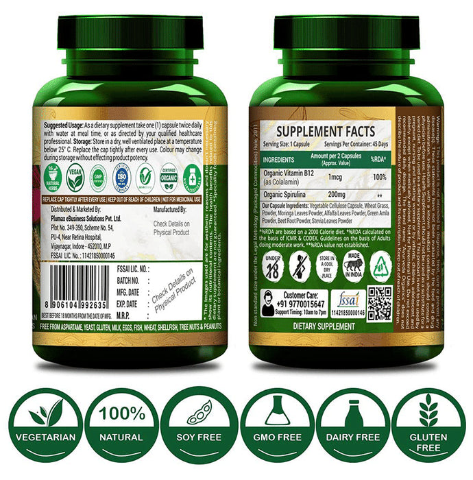 Ayurveda Organics Plant-Based Vitamin B12 Vegetarian Capsule