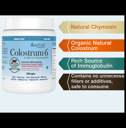 Asterveda Healthcare Organic Cow Colostrum for Energy, Immunity, Growth & Metabolism |