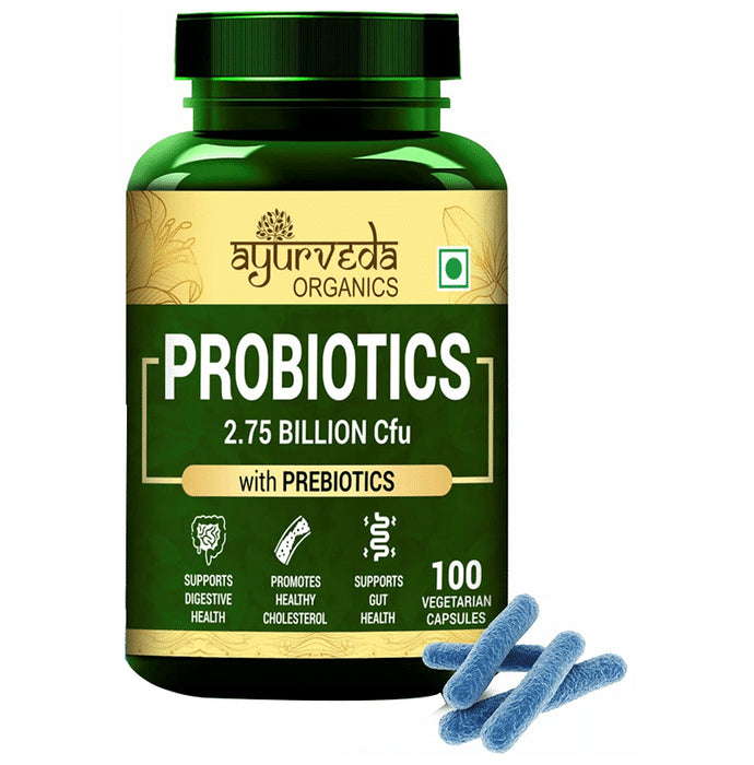 Ayurveda Organics Probiotics 2.75 Billion Cfu with Prebiotics Vegetarian Capsule - Classic Derma