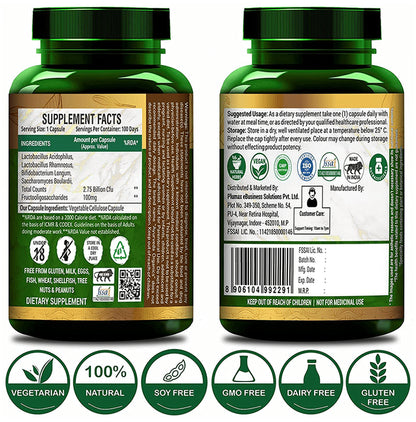 Ayurveda Organics Probiotics 2.75 Billion Cfu with Prebiotics Vegetarian Capsule