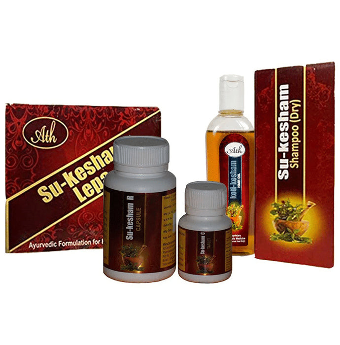 Ath Su-Kesham Hair Care Kit 3 Months Pack (Hair Oil + Shampoo + Capsule + Tablet + Lepa) - Classic Derma