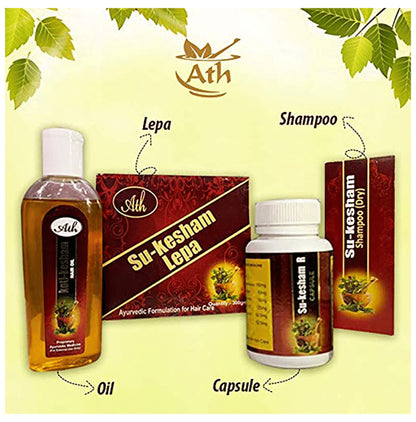 Ath Su-Kesham Hair Care Kit 3 Months Pack (Hair Oil + Shampoo + Capsule + Tablet + Lepa)