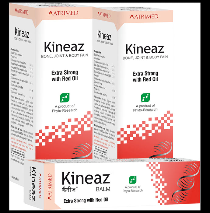 Atrimed Combo Pack of Kineaz Extra Strong with Red Oil and Kineaz Balm - Classic Derma