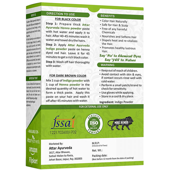 Attar Ayurveda Pure and Natural Indigo Powder