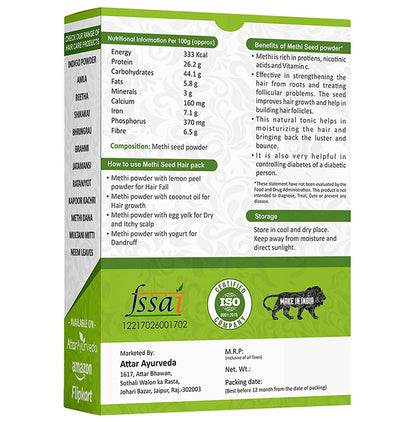 Attar Ayurveda Pure and Natural Methi Seed Powder