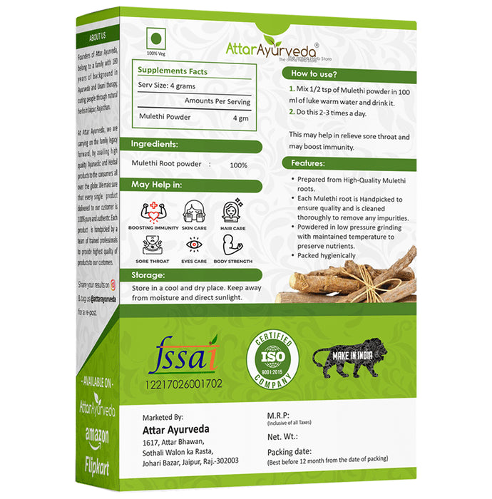 Attar Ayurveda Pure and Natural Mulethi Powder