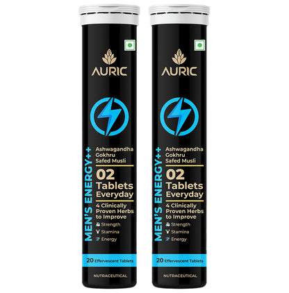 Auric Mens Energy Effervescent Tablets for Strength, Stamina and Performance (20 Each) - Classic Derma