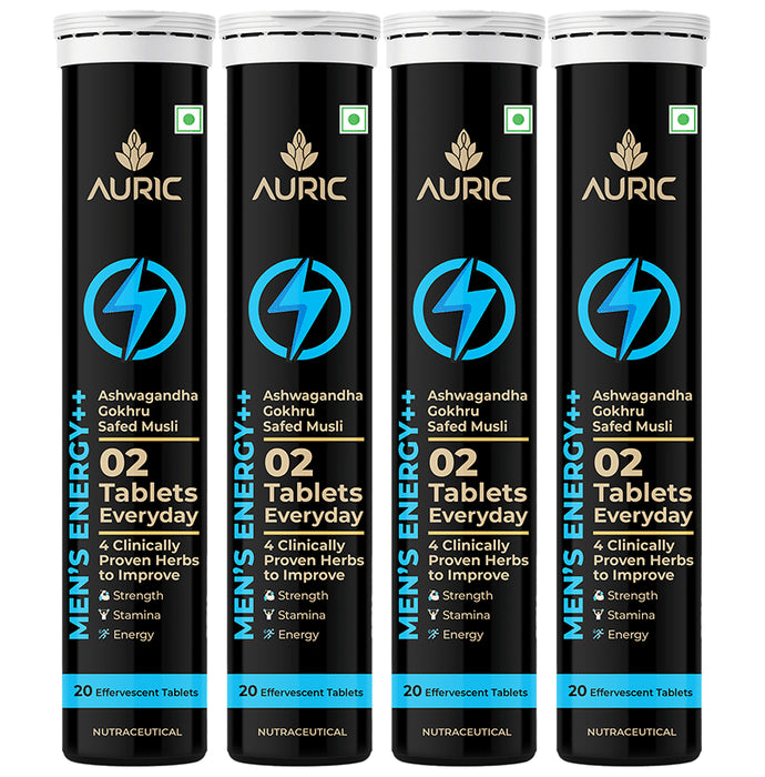 Auric Mens Energy Effervescent Tablets for Strength, Stamina and Performance (20 Each) - Classic Derma
