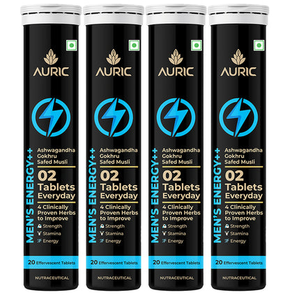 Auric Mens Energy Effervescent Tablets for Strength, Stamina and Performance (20 Each) - Classic Derma