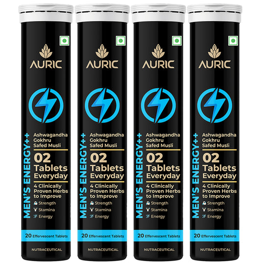 Auric Mens Energy Effervescent Tablets for Strength, Stamina and Performance (20 Each) - Classic Derma