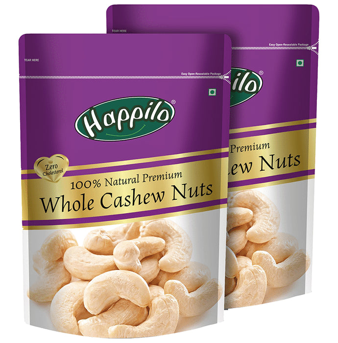 Happilo 100% Natural Premium Whole Cashews (200gm Each) - Classic Derma