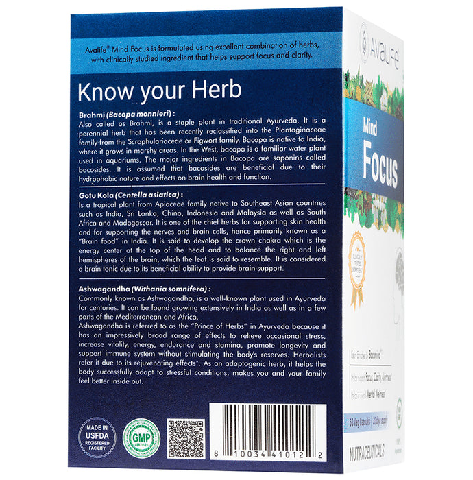 Avalife Mind Focus Veg Capsule