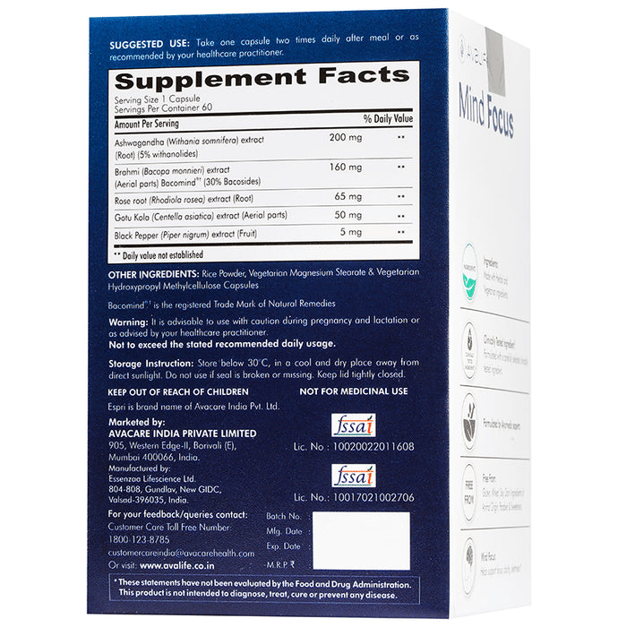 Avalife Mind Focus Veg Capsule