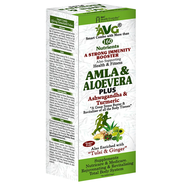 AVG Amla & Aloevera Plus Ashwagandha & Turmeric Juice Sugar Free - Classic Derma