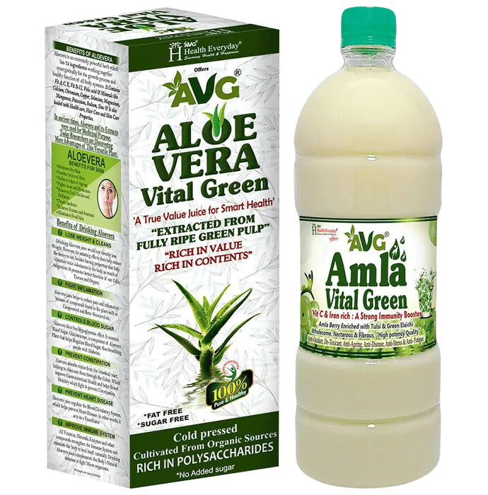 AVG Combo Pack of Aloevera Juice & Amla Vital Green (1000ml Each) - Classic Derma
