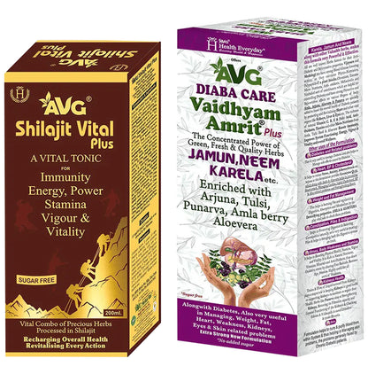AVG Combo Pack of Vaidhyam Amrit Plus (1000ml) & Shilajit Vital Plus Tonic Sugar Free (200ml) - Classic Derma