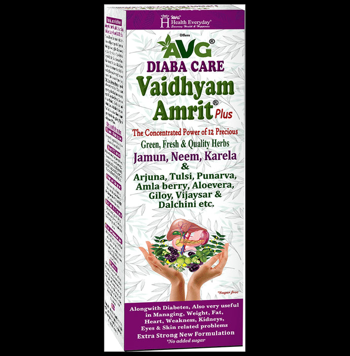 AVG Diaba Care Diaba Care Vaidhyam Amrit Plus with Jamun, Neem & Karela - Classic Derma