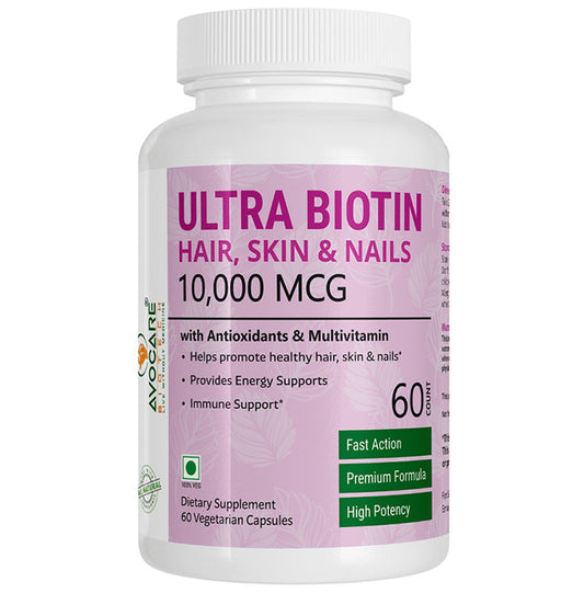 Avocare Biotech Ultra Biotin Vegetarian Capsule for Hair, Skin & Nails - Classic Derma