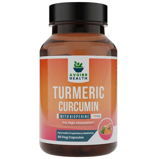 Avoirr Health Turmeric Curcumin with Bioperine Veg Capsule - Classic Derma