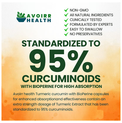 Avoirr Health Turmeric Curcumin with Bioperine Veg Capsule