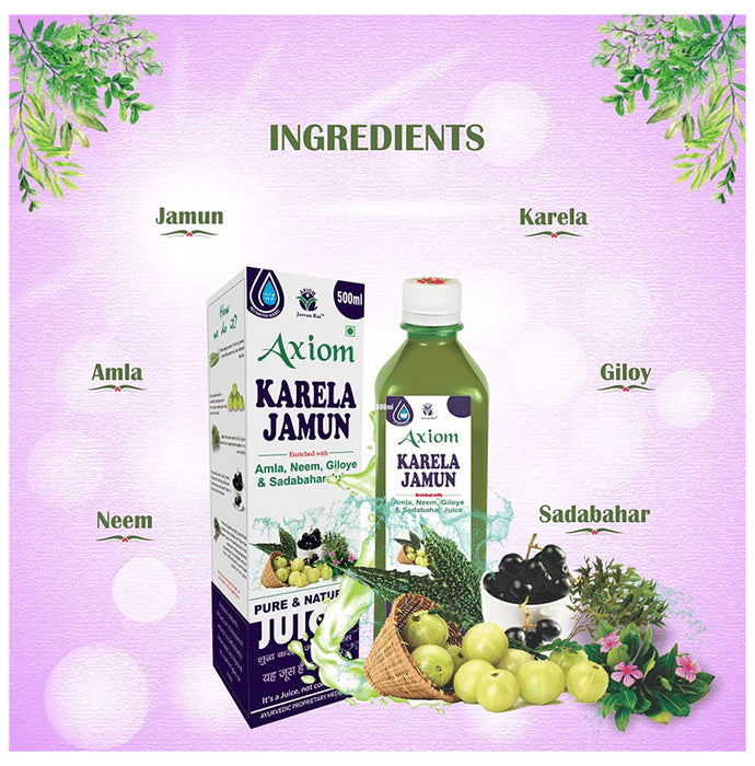 Axiom Karela Jamun Juice | For Blood Sugar Levels, Metabolism & Fatigue | No Added Sugar