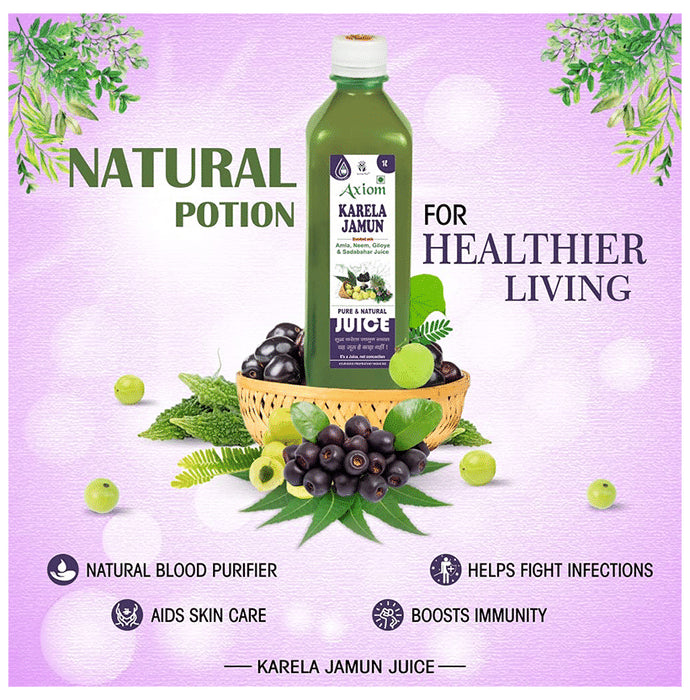 Axiom Karela Jamun Juice | For Blood Sugar Levels, Metabolism & Fatigue | No Added Sugar