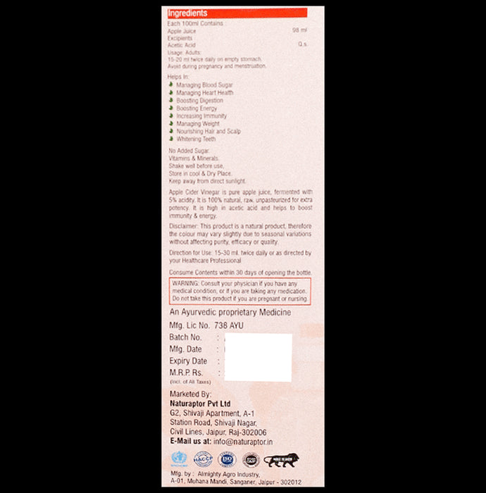 Ayah Apple Cider Vinegar (500ml Each)