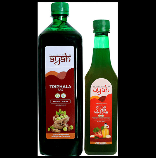 Ayah Combo Pack of Apple Cider Vinegar(500ml) & Triphala Ras (1000ml) - Classic Derma