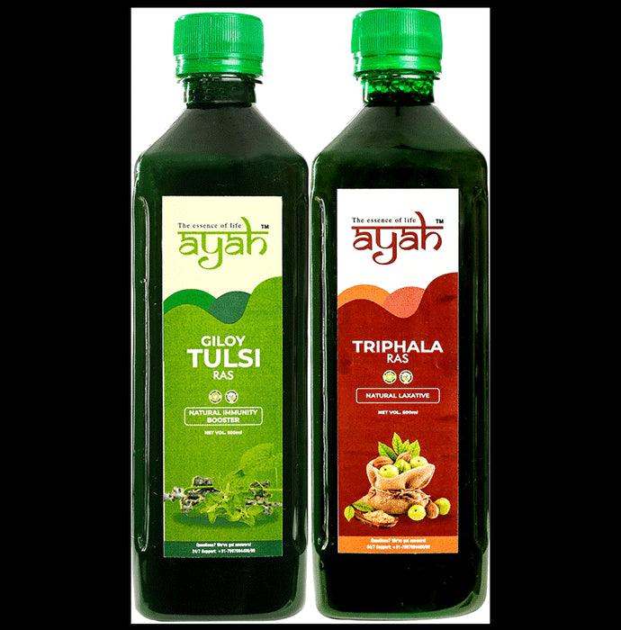 Ayah Combo Pack of Giloy Tulsi Ras (500ml) & Triphala Ras (500ml) - Classic Derma