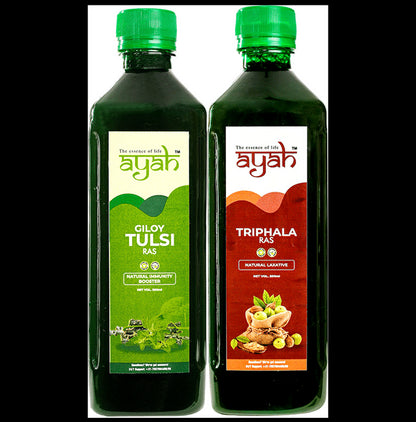 Ayah Combo Pack of Giloy Tulsi Ras (500ml) & Triphala Ras (500ml) - Classic Derma