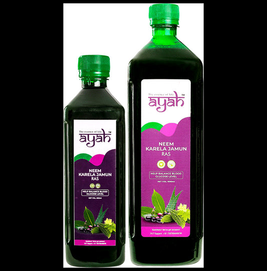 Ayah Combo Pack of Neem Karela Jamun Ras (1000ml & 500ml) - Classic Derma