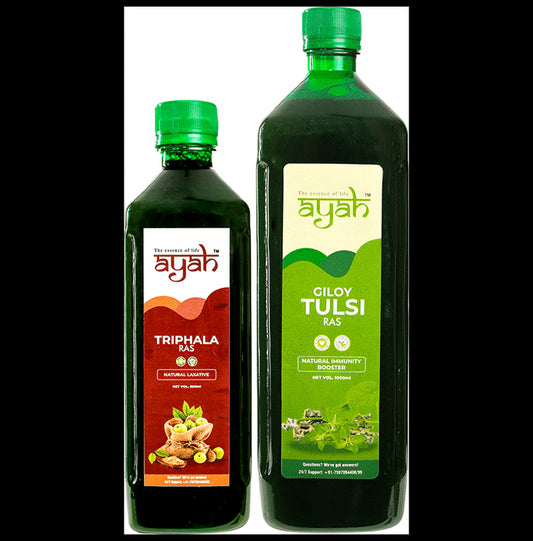 Ayah Combo Pack of Triphala Ras (500ml) & Giloy Tulsi Ras (1000ml) - Classic Derma