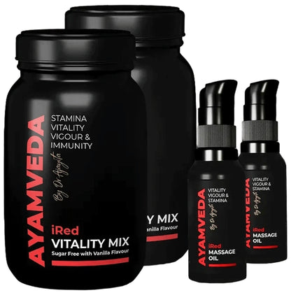 Ayamveda Combo Pack of i Red Vitality Mix (180gm) & i Red Massage Oil (30ml) - Classic Derma