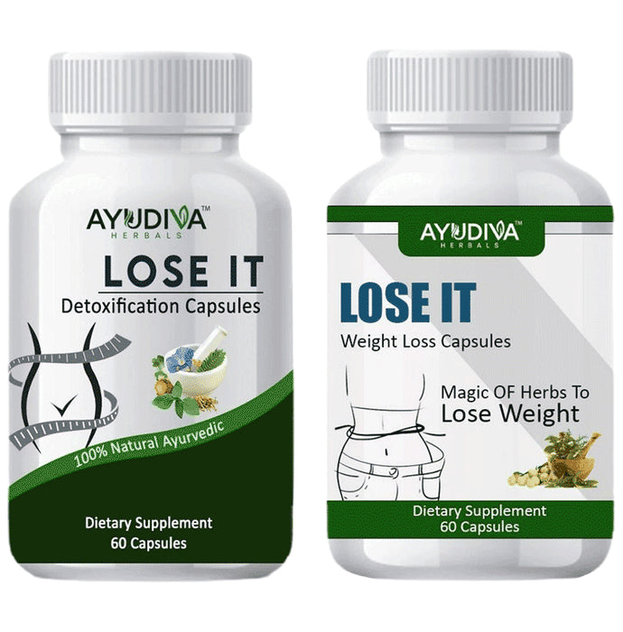 Ayudiva Herbals Combo Pack of Lose It Detoxification Capsule (60) & Loss It Weight Loss Capsule (60) - Classic Derma