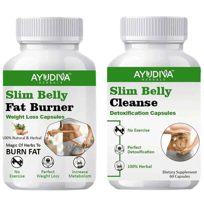 Ayudiva Herbals Combo Pack of Slim Belly Fat Burner Capsule (60) & Slim Belly Cleanse Capsule Capsule (60) - Classic Derma