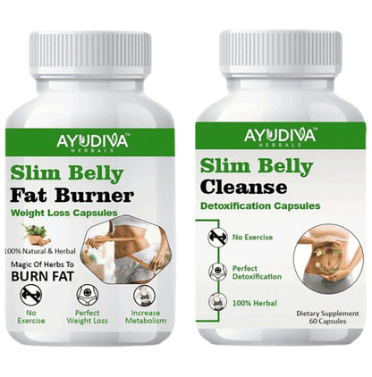 Ayudiva Herbals Combo Pack of Slim Belly Fat Burner Capsule (60) & Slim Belly Cleanse Capsule Capsule (60) - Classic Derma