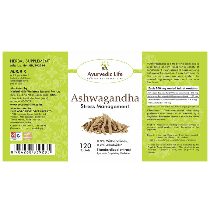 Ayurvedic Life Ashwagandha Stress Management Tablet