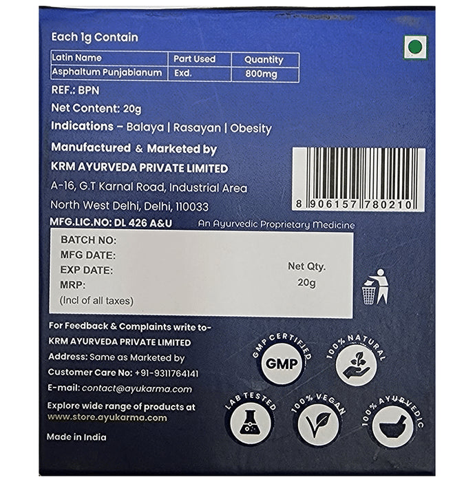 Ayukarma Pure Himalayan Shilajit 100% Pure Natural Extract From Himalayas Resin