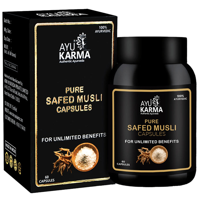 Ayukarma Pure Safed Musli Capsule (60 Each) - Classic Derma