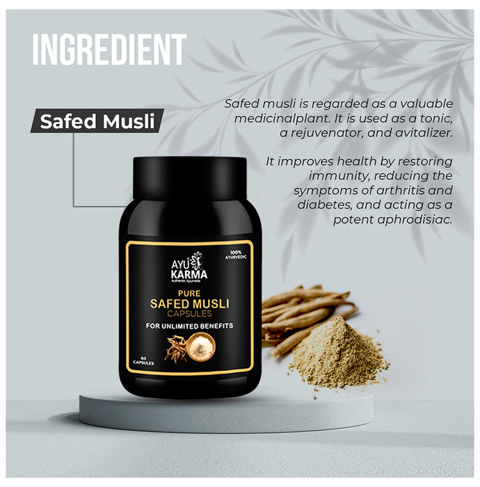 Ayukarma Pure Safed Musli Capsule (60 Each)