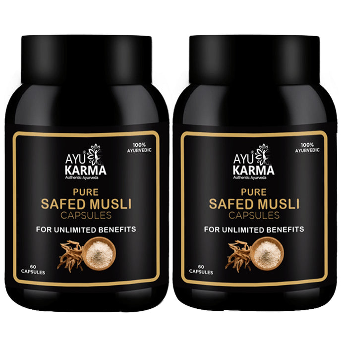 Ayukarma Pure Safed Musli Capsule (60 Each) - Classic Derma
