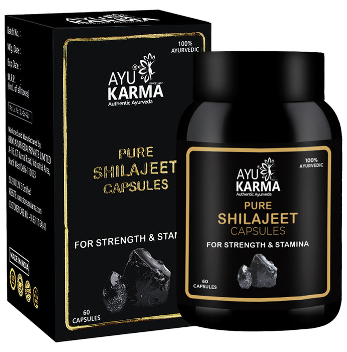 Ayukarma Pure Shilajeet Capsule (60 Each) - Classic Derma