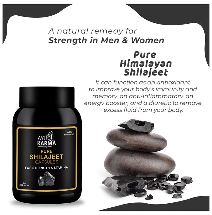 Ayukarma Pure Shilajit Capsule (60 Each)