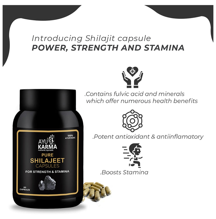 Ayukarma Pure Shilajit Capsule (60 Each)
