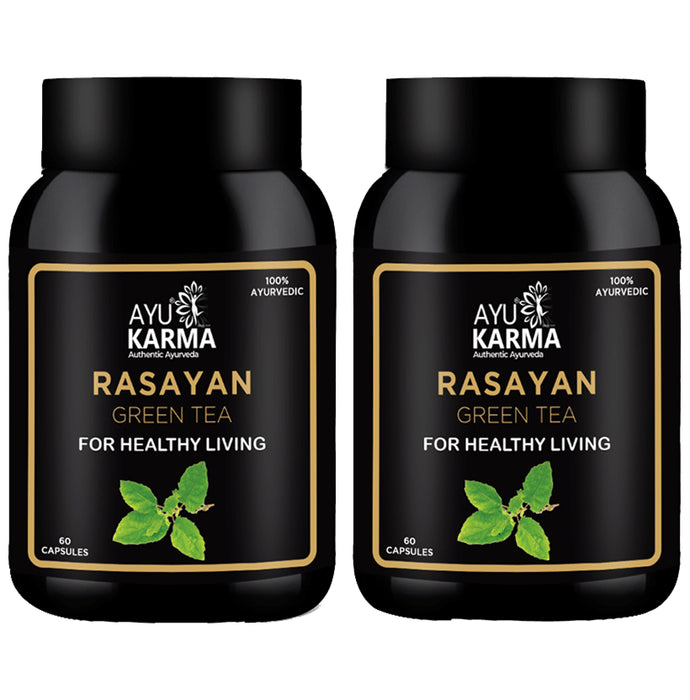 Ayukarma Rasayan Green Tea Capsule (60 Each) - Classic Derma