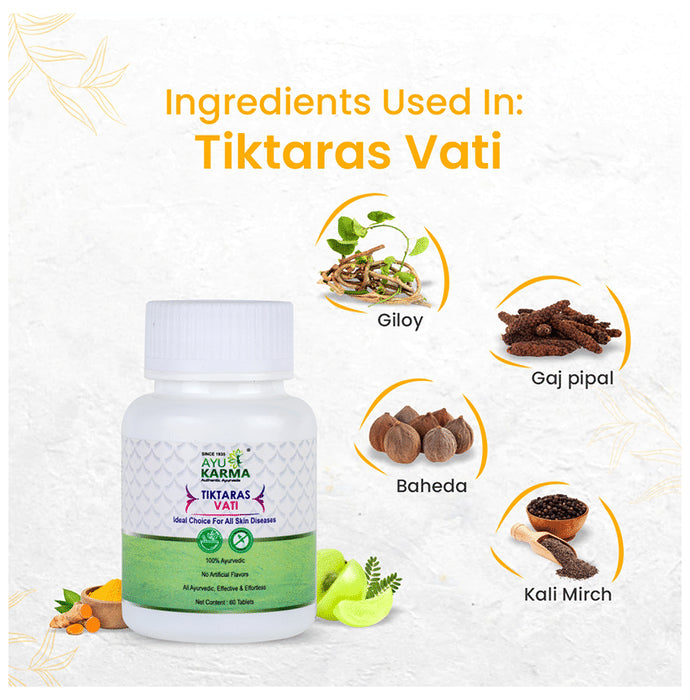 Ayukarma Tiktaras Vati (60 Each)