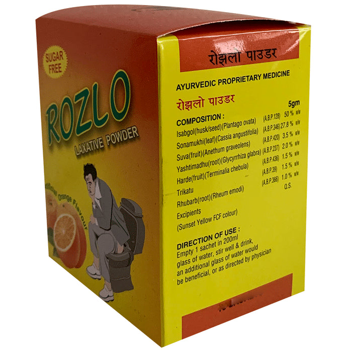 Ayulabs Rozlo Laxative Powder Artificial Orange Sugar Free
