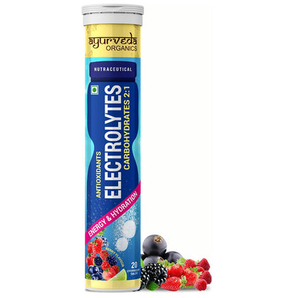 Ayurveda Organics Antioxidants Electrolytes Carbohydrates 2:1 Effervescent Tablet Berry - Classic Derma