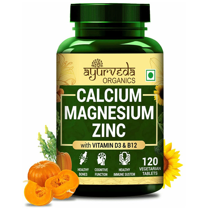 Ayurveda Organics Calcium Magnesium Zinc with Vitamin D3 & B12 Vegetarian Tablet - Classic Derma